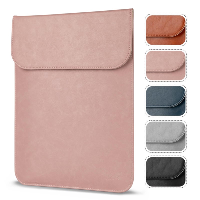 Allinside 11-12 inch Laptop Sleeve Case Compatible with MacBook Air 11 2010-2015/MacBook 12 2015-2017, Waterproof PU Leather Laptop Sleeve Bag Protective Vertical Case Cover, Pink - Image 1